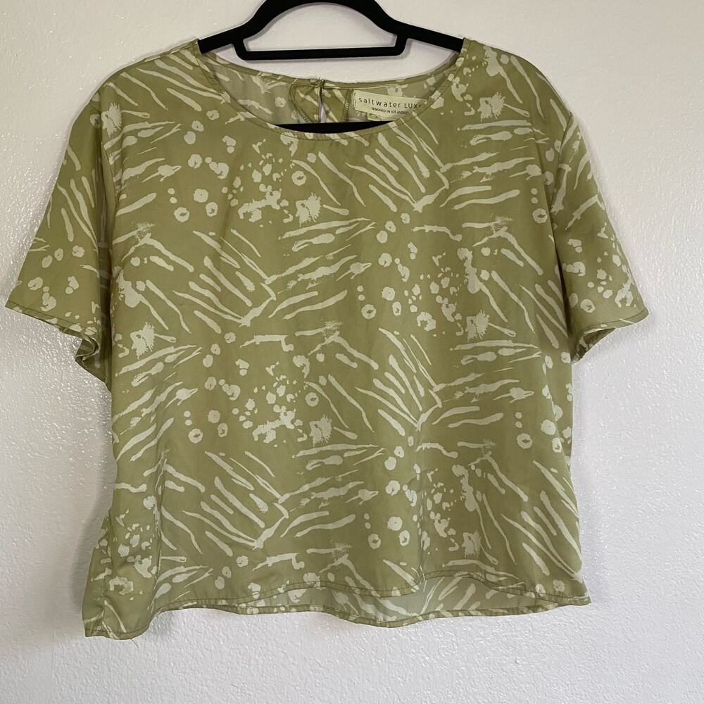 Saltwater Luxe Green Top Shirt Women Size M